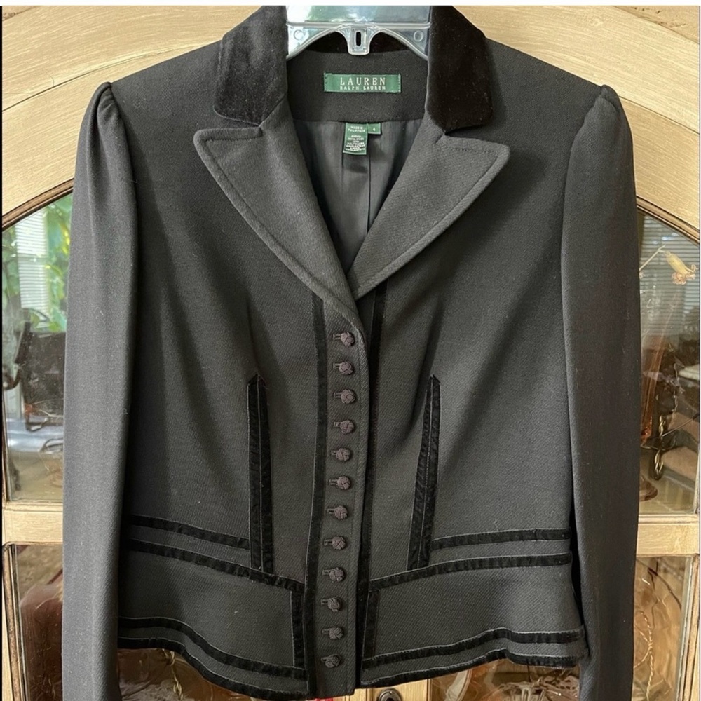 NWT Vintage Lauren Ralph Lauren Wool Velvet trim Jacket SZ: 4